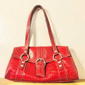 Crazy Horse Red patent leather faux snakeskin bag